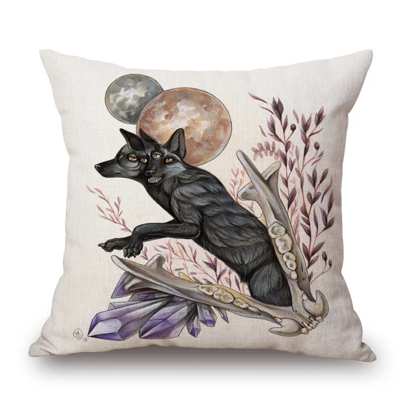 Животные чернильная живопись кролик волк печать льва домашний декор диван