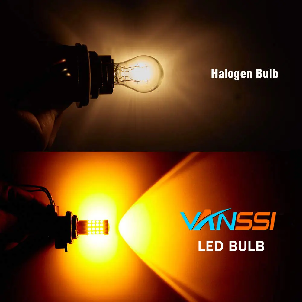 2x 1600Lm 52 SMD Чрезвычайно Яркий янтарно желтый BAU15S PY21W 7507 12496 светодиодный ные лампы
