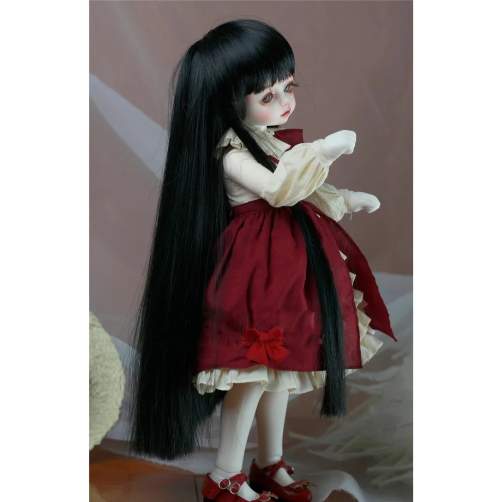 BJD черный длинный прямой парик для 1/6 11 "1/4 17" 1/3 24 "высокий YOSD MSD SD DK DZ AOD DD кукла