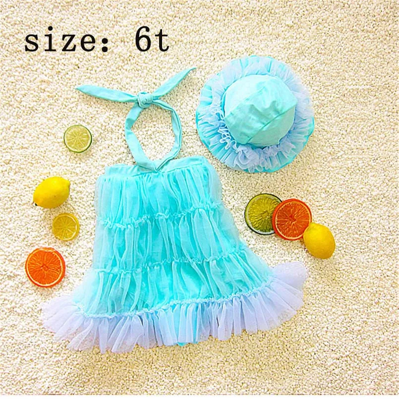 blue 6t 2-7Yrs Одежда для маленьких девочек оборками сетки ярких цветов бикини принцессы купальники Юбка-брюки для девочек, многослойная юбка-пачка лето - Цвет: blue 6t