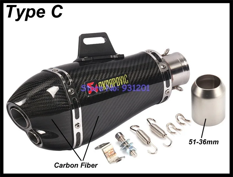На входе 51 мм углеродное волокно глушитель выхлопной трубы мотоцикла Akrapovic Escape