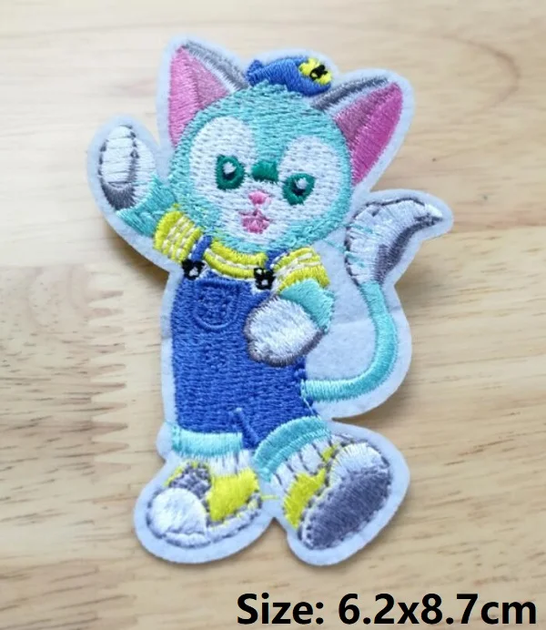Gelatoni Duffy Утюг на заплатках Маленькая обезьяна кошка мультфильм Байкер аксессуар вышитые s для детей - Цвет: Безникелевый белый