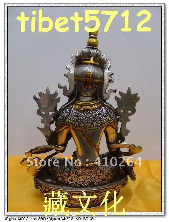 0116P [old craft ] Fast shipping 20cm AISA TIBETAN BUDDHIST BRONZE COATED SILVER SYAMA GREEN TARA BUDDHA STATUE / GIFT (A0314) | Дом и сад