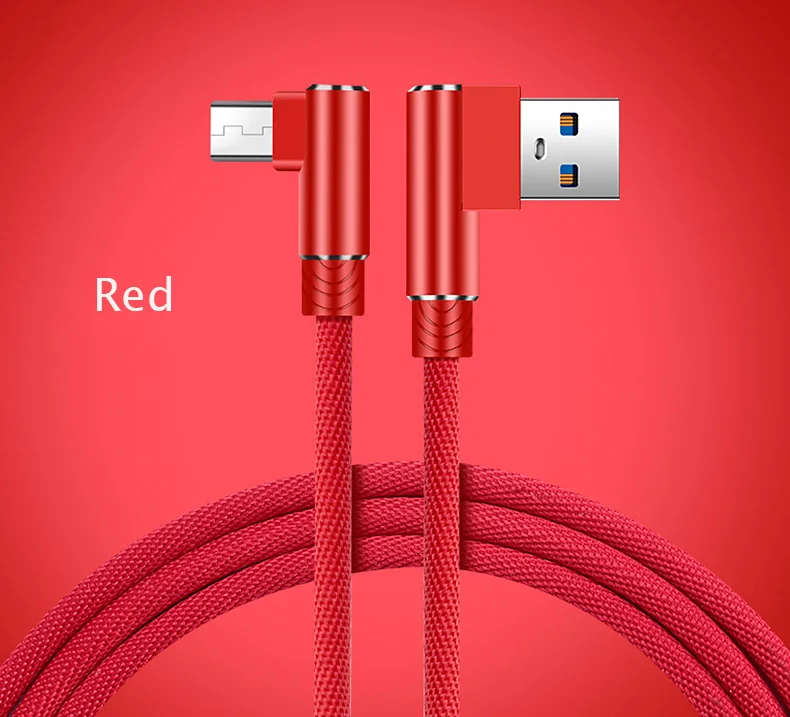 Suntaiho Micro USB кабель 90 градусов для Xiaomi redmi 4X зарядный кабель для samsung s7edge s6 для huawei для Mei zu USB кабели - Цвет: Red