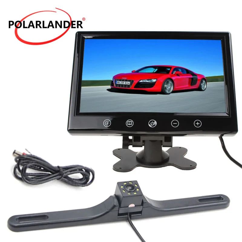 

9 inch TFT Screen Car Monitor With Wireless Long Lightless Hidden GPS Night Vision Parking Monitor LED Rear Camera