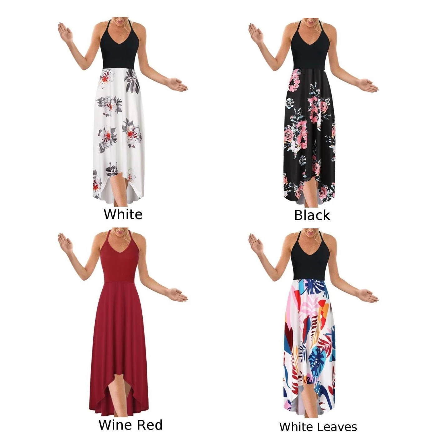 Платье асимметричное Летнее макси с открытой шеей модное пляжное платье без