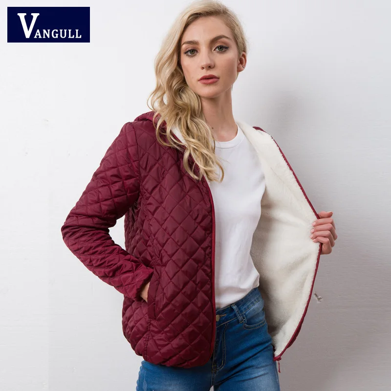 Vangull однотонная флисовая женская куртка с капюшоном зимнее теплое пальто длинным