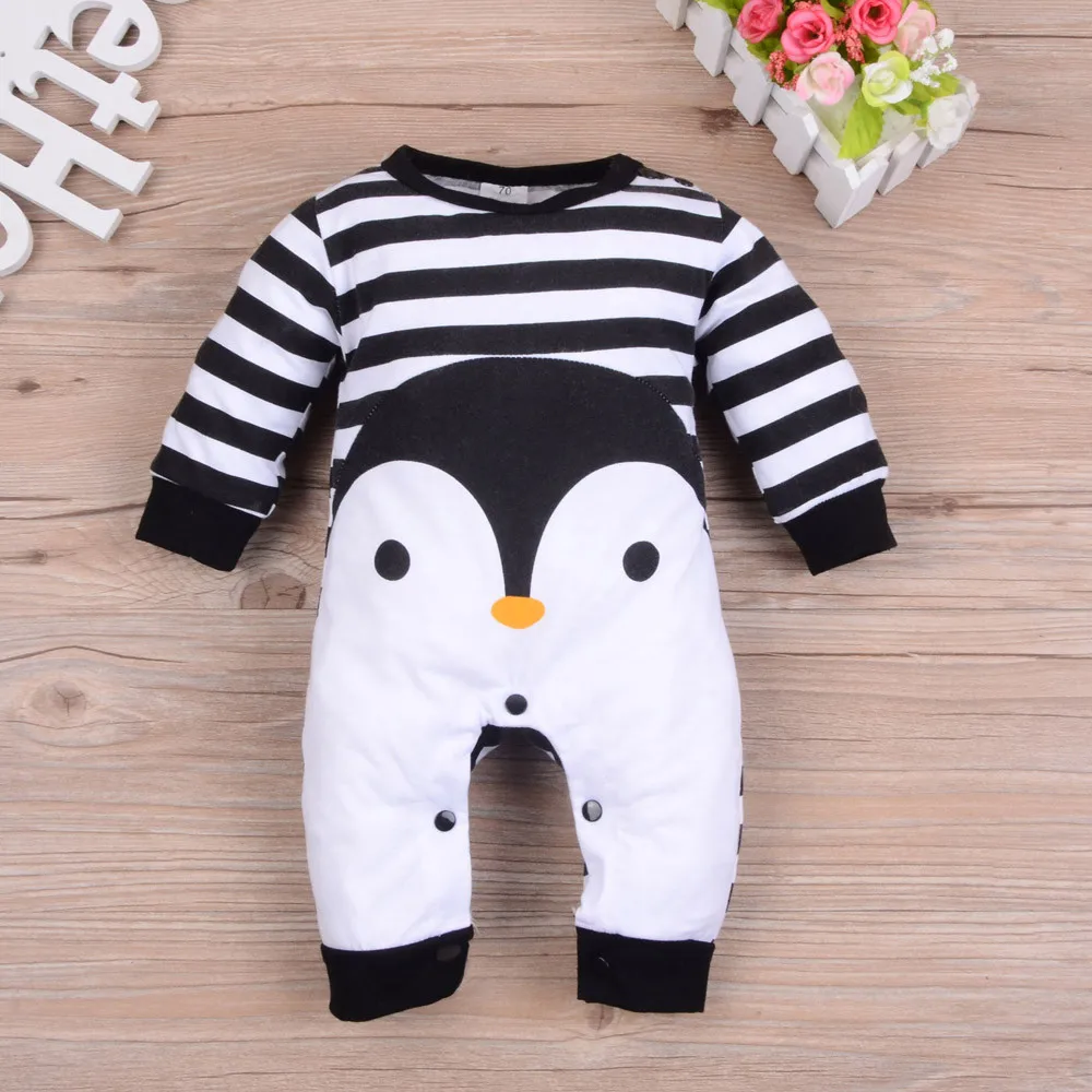 Одежда для новорожденных комбинезон в полоску с длинными рукавами и рисунком