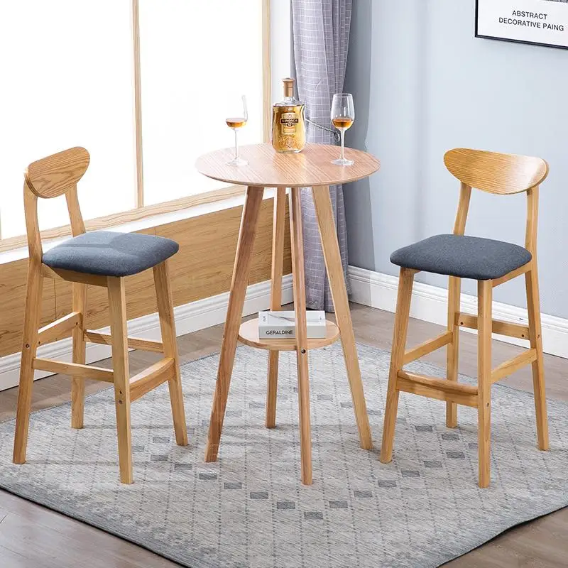 Барный стул из твердой древесины высокий для дома обеденный современный