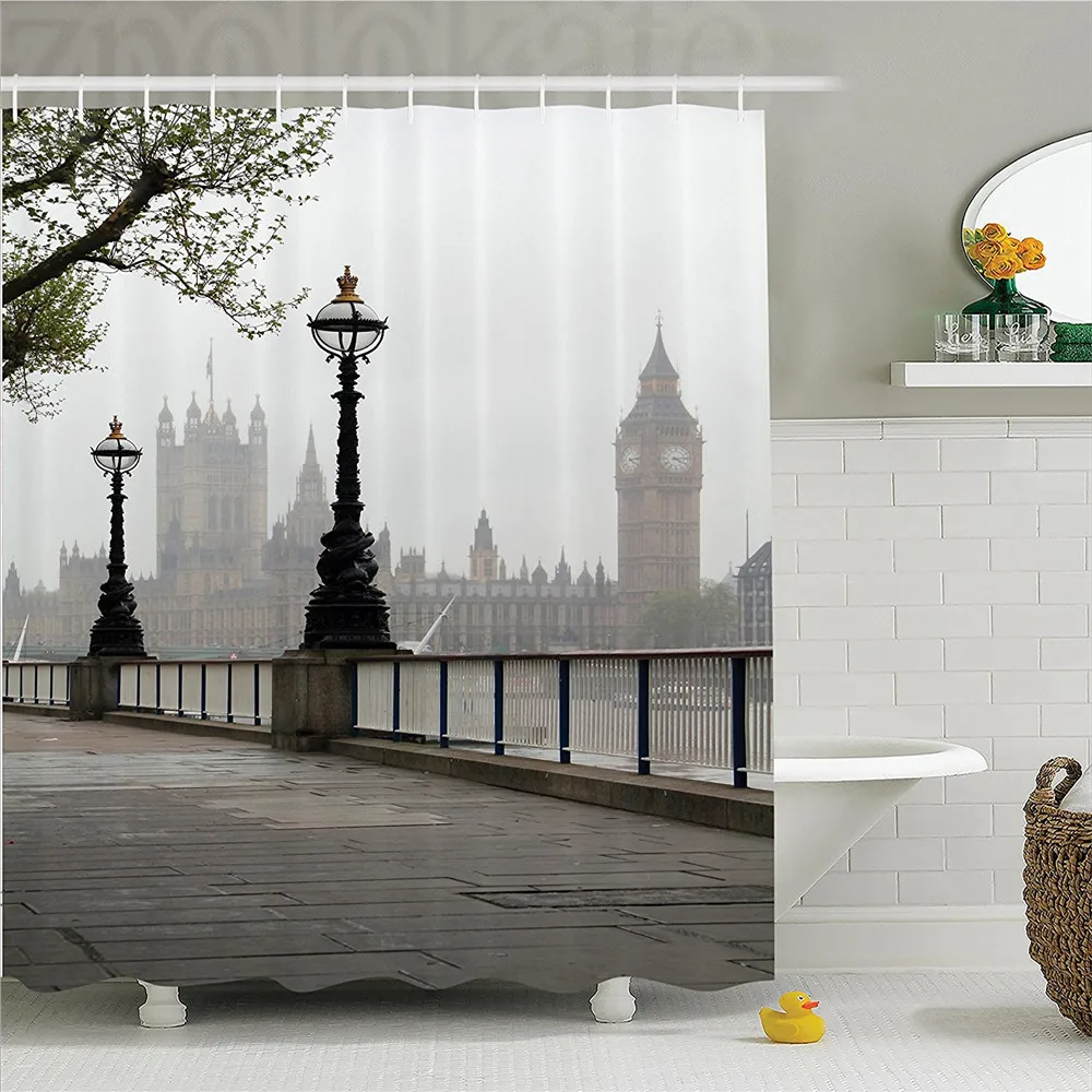 Лондонская занавеска для душа древний вид Биг Бена из уличного дворца