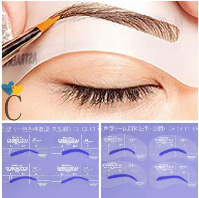 4 шт. трафареты для макияжа бровей и бровей|eyebrow pencil|shadow browbrow shadow |