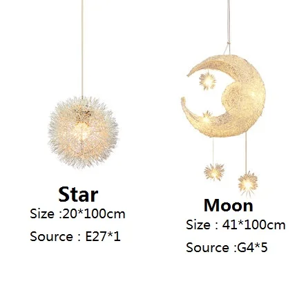 

Simple creative personality star moon bedroom Restaurant Bar balcony children room Pendant light