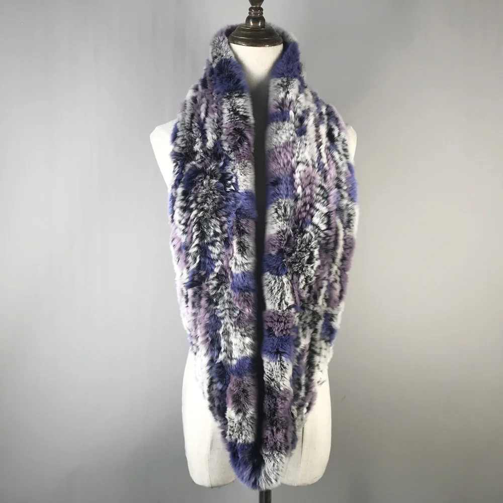 Лидер продаж 2020 женский шарф из меха бесконечности Круглый длинный кролика