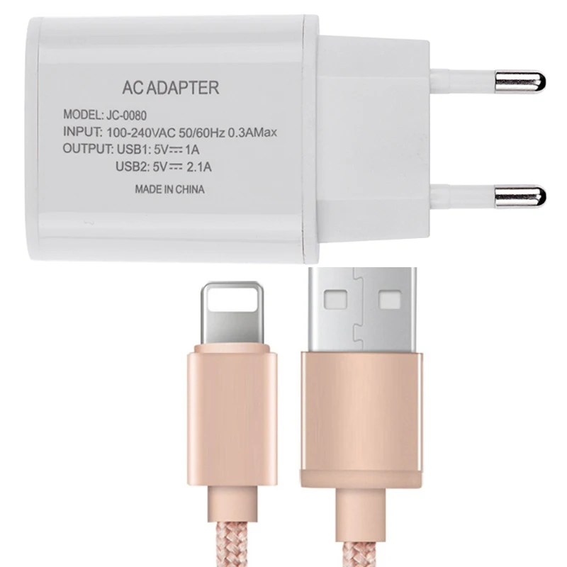 Горячая Универсальный ЕС Plug 5 В 2A двойной Порты 2 USB адаптер стены зарядное