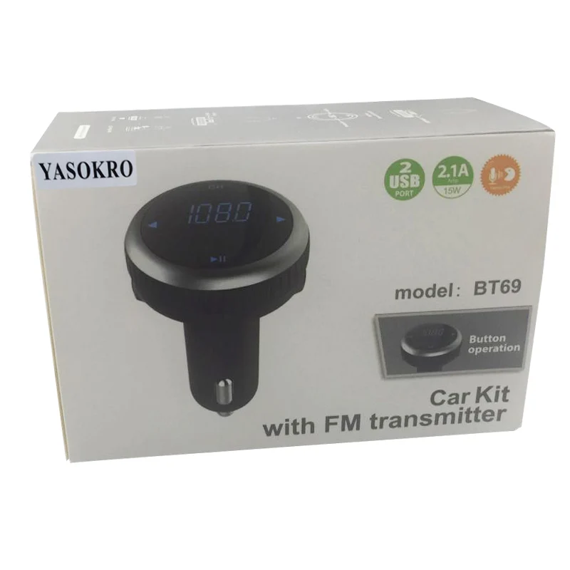 

Latest Bluetooth Car Kit FM Transmitter with Dual USB Charging port Support TF Card MP3 play music car styling for iPhone HTC