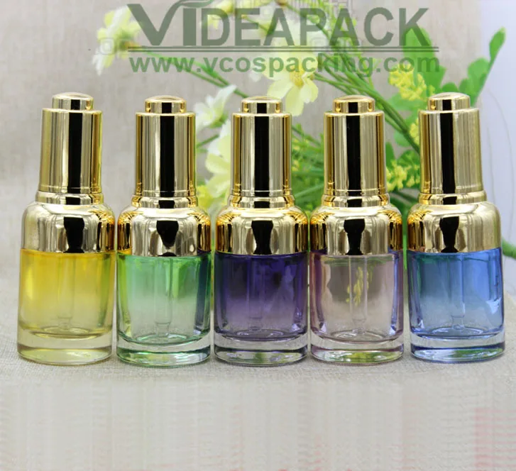 

50pcs 30ml Glass Essential oil bottle / Gold press lid / glass dropper bottle Serum hyaluronic acid cosmetic container