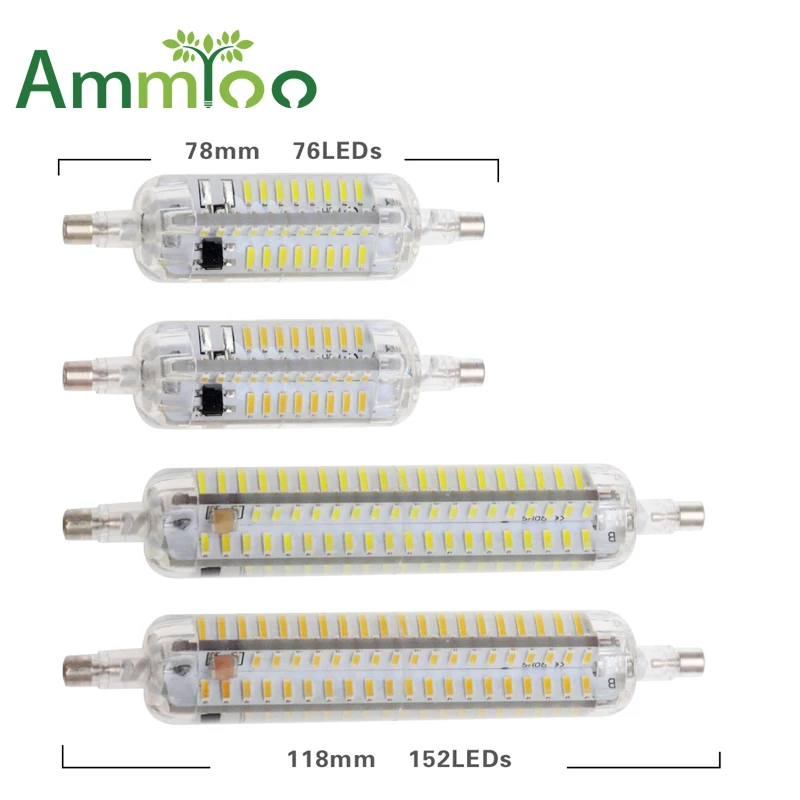 Светодиодная лампа R7S без затемнения 220 В 110 4014 SMD силиконовая 78 мм 118 светодиодная