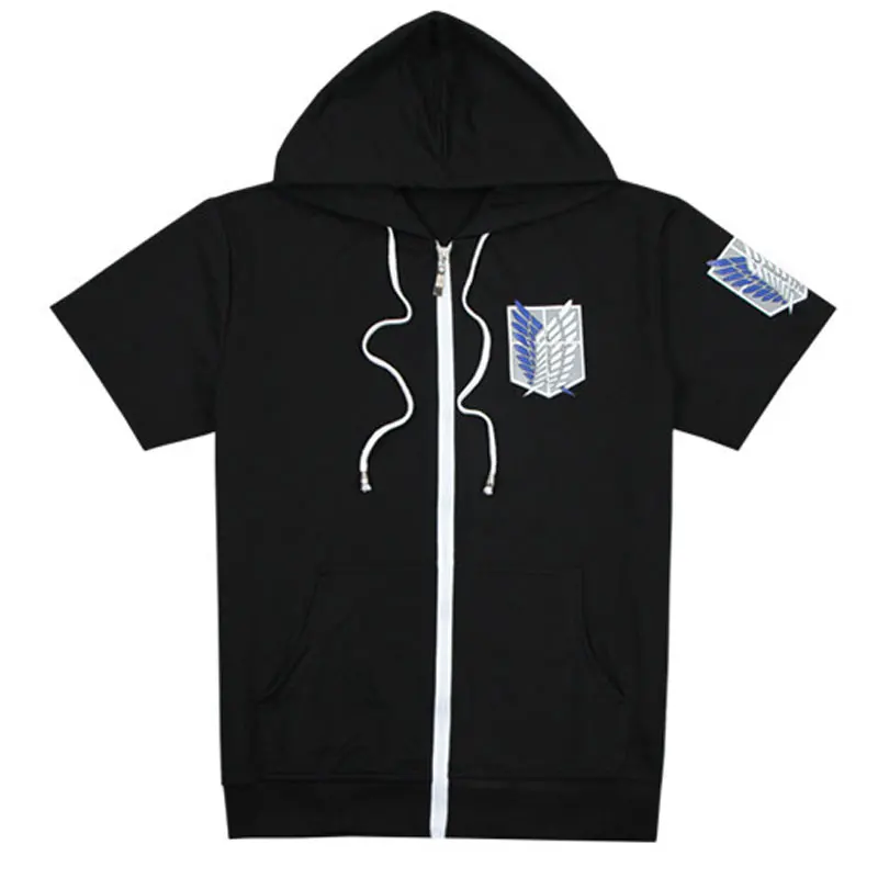 

Womens Hoodies Shingeki no Kyojin Jiyuu no Tsubasa Hooded Sweatshirt Short Sleeve Jersey Hoodie Zipper Tops Spring Autumn Coat