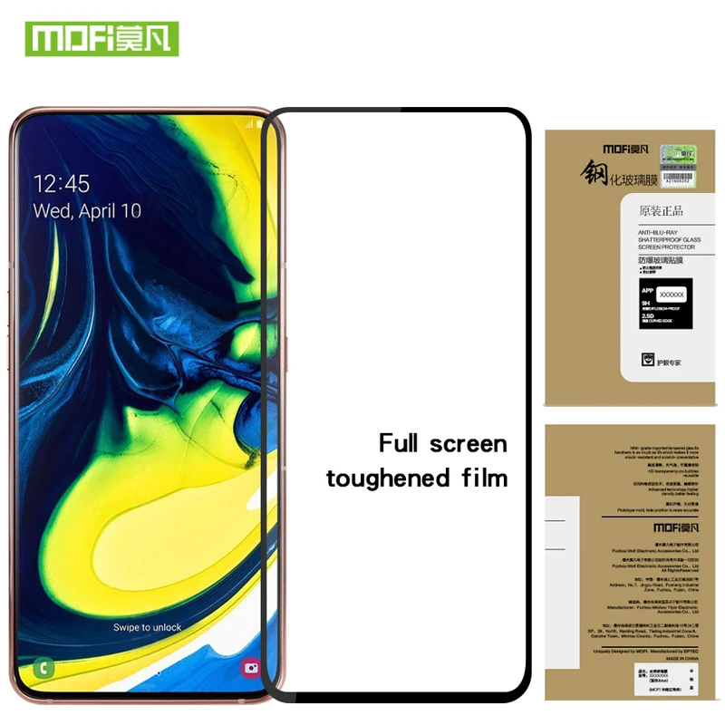 

mofi Tempered Glass Film For Samsung Galaxy A80 Saver 9H color protective film For Samsung Galaxy A90 full color Tempered Glass