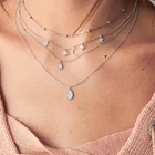 Женское многослойное ожерелье с подвеской в виде капли Луны