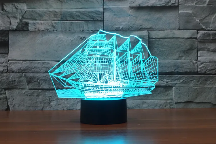 Креативная модная настольная Светодиодная лампа с 3D изображением корабля или