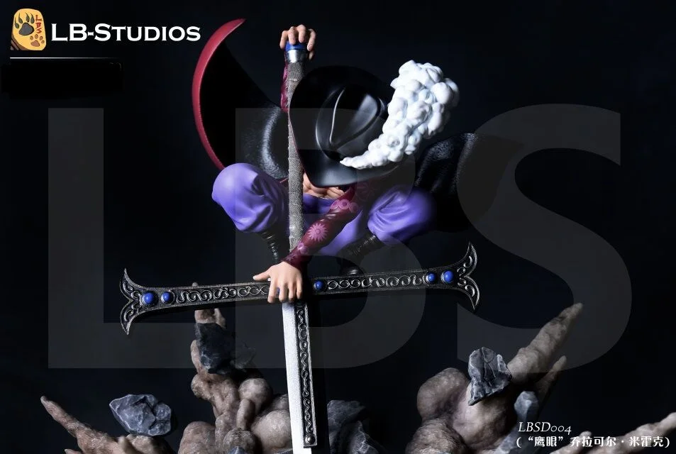Модель веера в наличии LBS One Piece 38 см SD Dracule Mihawk gk каучуковая игрушечная фигурка для