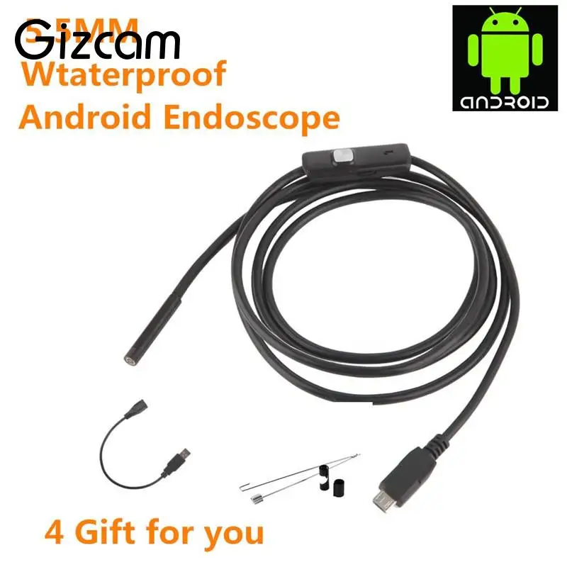 Мини USB эндоскоп Gizcam IP67 Водонепроницаемый Бороскоп микро камера змея 480P для OTG
