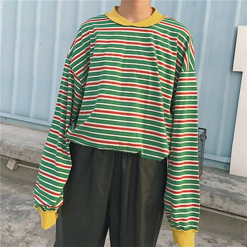YouGeMan, осенние толстовки, женские толстовки, корейский стиль, Ulzzang, Harajuku, полосатая тонкая Толстовка с длинным рукавом, толстовка с капюшоном