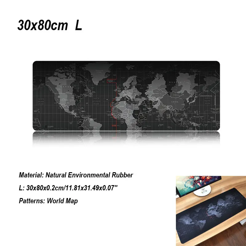 Очень большой коврик для мыши 80x30 см игровой с изображением старой карты мира