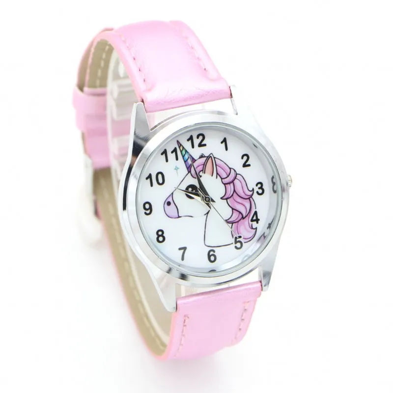 

New Arrival Cute Pink Unicorn Desgin Children Quartz Kids Watches High Quality Ladies Boy Girl Students WristWatches Relogio