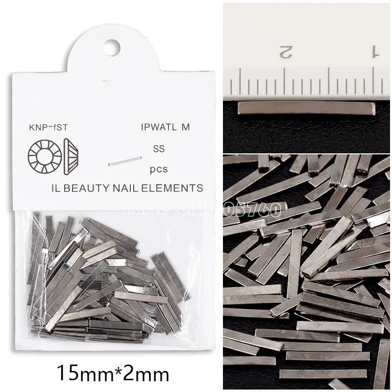 15mm Black 100 шт./пакет Япония 5 длин цвета: золотистый, серебристый black rose металлических штангах сплава Nail Art сотрудников палка украшения с драгоценными камнями дизайна маникюра - Цвет: 15mm Black