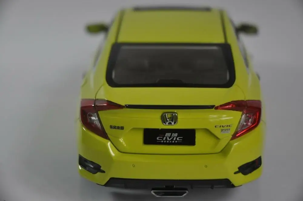 1:18 литье под давлением модель для Honda Civic MK10 желтый седан Игрушечная машина из сплава миниатюрная коллекция подарки