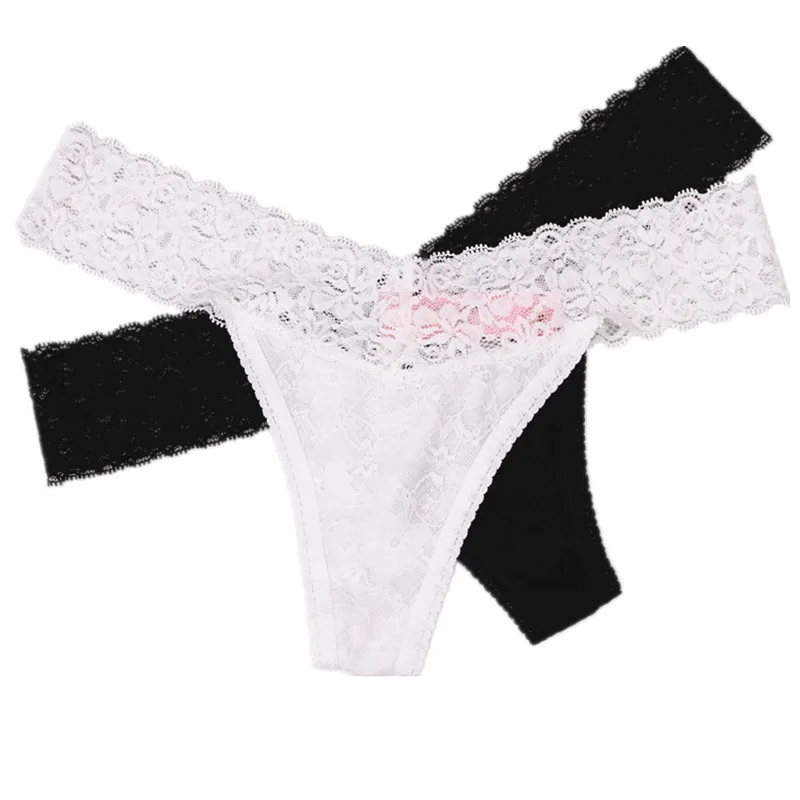 2 шт. женские кружевные трусики стринги с Т образной спинкой|lace panties women|white lace