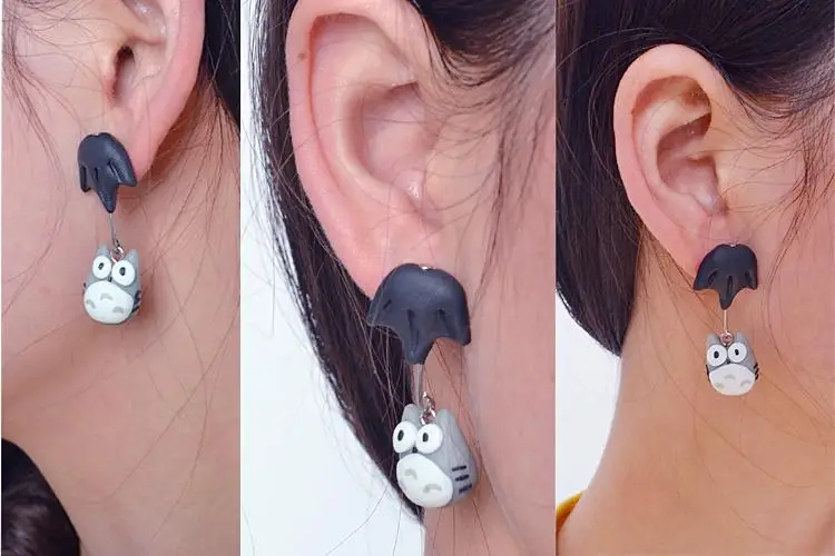 Женские серьги гвоздики ручной работы с рисунком из полимерной глины 1 пара