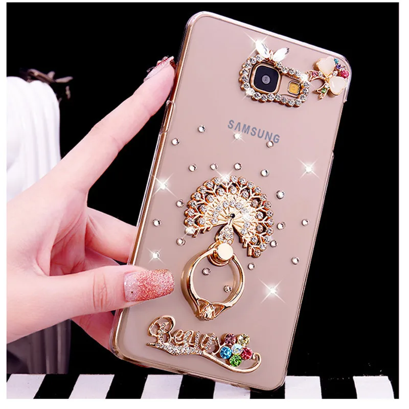 Fashion Crown Bling Diamond Crystal Case For Samsung Galaxy A6 A8 Plus Note 9 8 5 J4 J6 J8 2018 With Finger Ring Cover | Мобильные