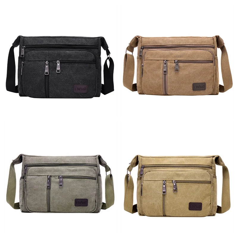 

Canvas Men's Shoulder Bags Brief Causal Design Casual Crossbody Bags For Men Large Capacity Men's Messenger Handbag Travel Flap