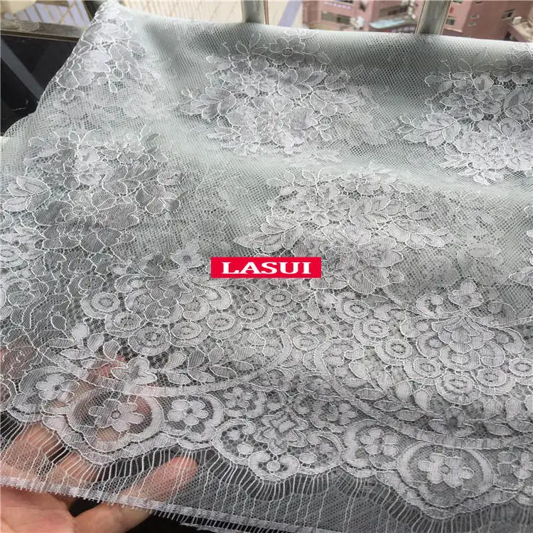 LASUI 1,5 м* 1,5 м = 1 шт. Многоцветный полый шнур кружево с ресничками Ткань Мягкое французское кружево для diy свадебное платье аксессуары C0193 - Цвет: Silver Grey