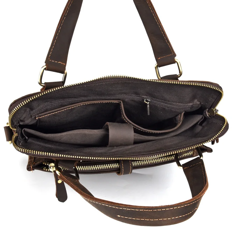 Men's Genuine Leather Briefcase Vintage Crazy Horse Male Handbags Fashion Single Shoulder Bag Crossbody BagsLaptop | Багаж и сумки