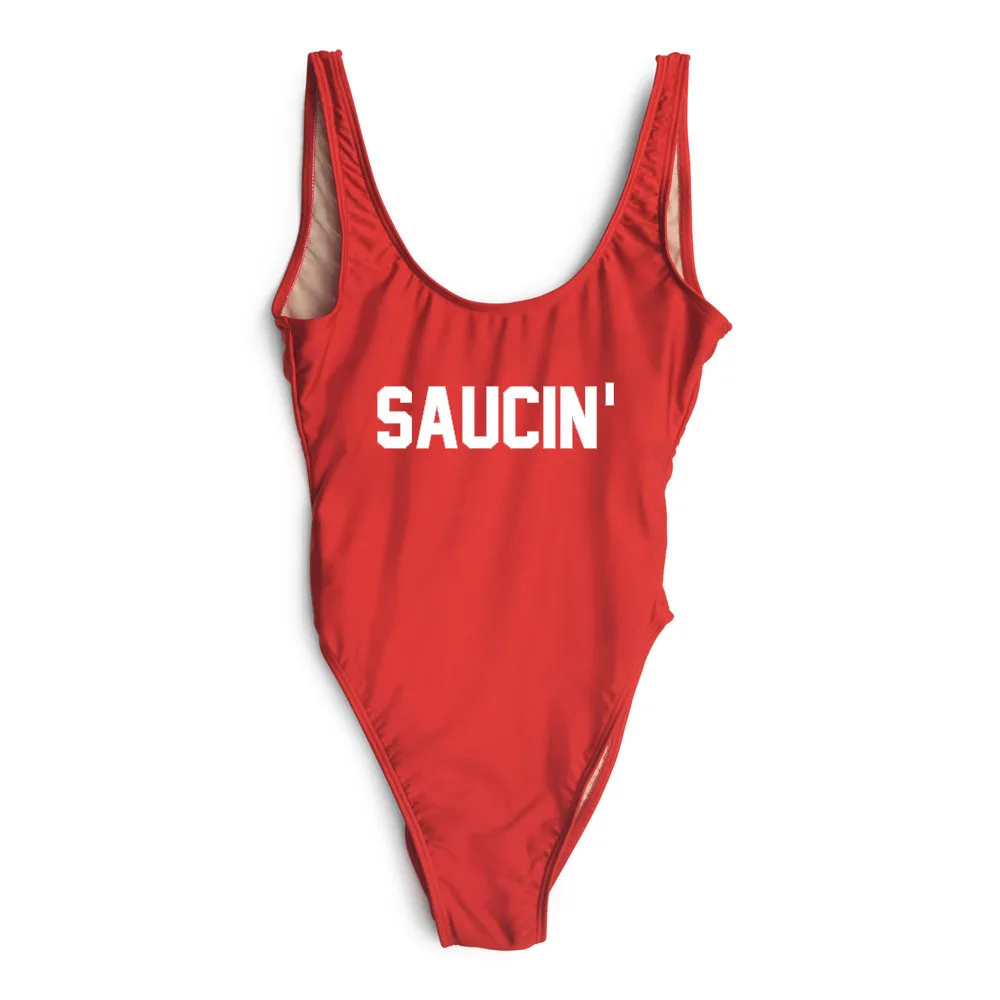 

Women Sumemr SAUCIN'one piece Swimwear Sexy low back lady bathing Suit High Quality Swimsuit Jumpsuit Catsuit Monokini