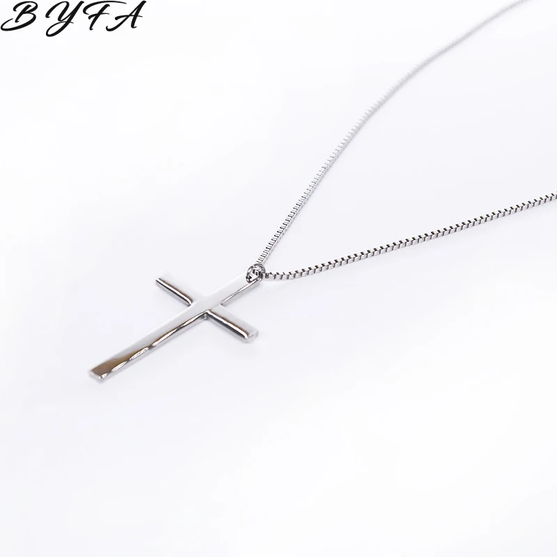 1pc Trendy Simple Cross Pendant Necklace Women Girl Kids Mini Charm Silvery Color Jewelry Crucifix Christian Ornaments|Цепочки| |