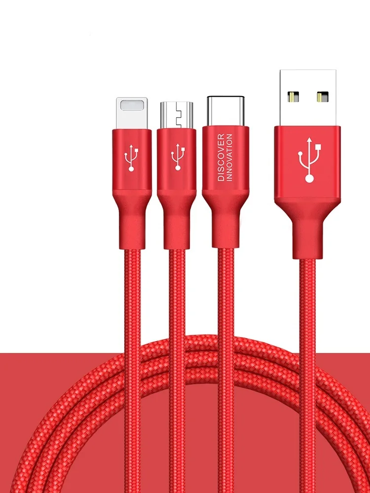 NILLKIN Универсальный нейлоновый плетеный 3 в 1 быстрый USB кабель для зарядки с адаптером для iPhone Lighting type C Micro USB разъем