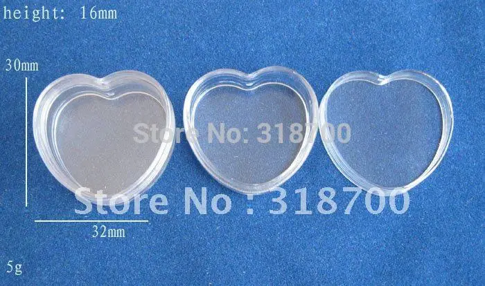 100 x 5g Empty Portable Heart  Shape cream  Make up case  5cc cosmetic container 5ml pp jar cream jar cosmetic packaging