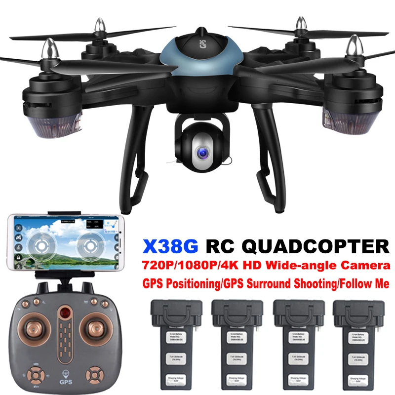 X38G Радиоуправляемый Дрон Смарт селфи gps с 720 P/1080 P/4 K HD камерой Радиоуправляемый квадрокоптер WiFi передача в режиме реального времени следите за мной Радиоуправляемый вертолет