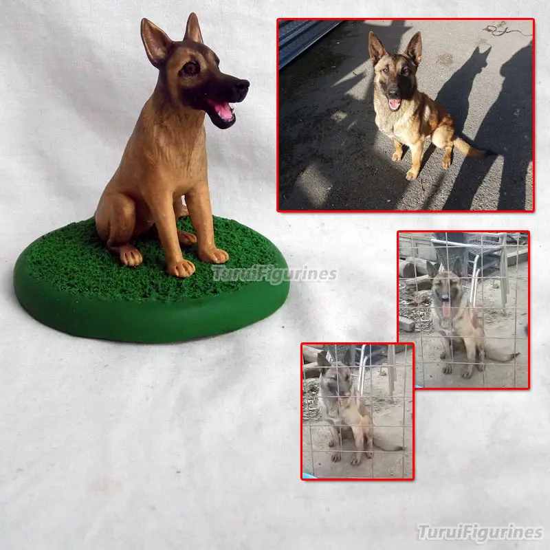 

ooak police dog figurine sculpture handcraft polymer clay doll pet dog birthday cake topper decoration art Lion King Statue doll