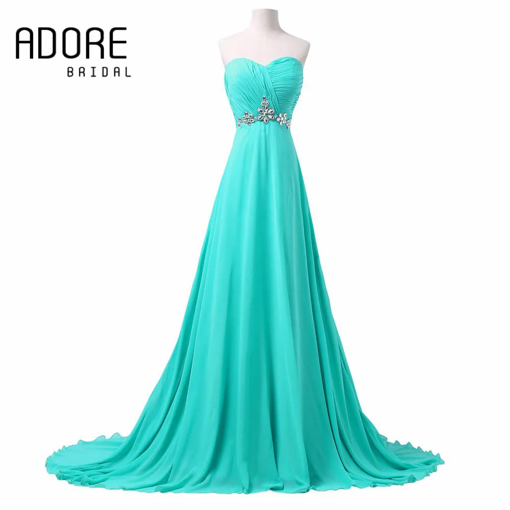 Бирюзовый Длинные Платья Невесты A Line Милая с Бисером ForWedding Партии Платья|sweetheart