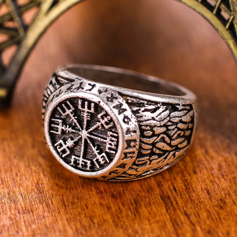 Vegvisir кольца компаса с рунами Viking Anel Bague Men Signet Jewelry antique | Украшения и аксессуары