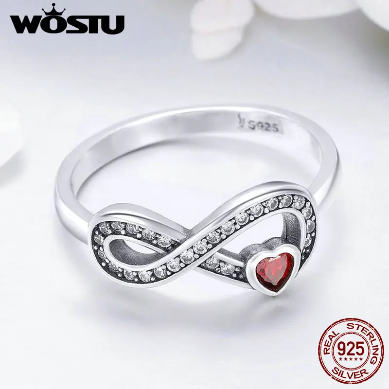 Женское кольцо на палец WOSTU модное из 100% стерлингового серебра 925 пробы Infinity Forever