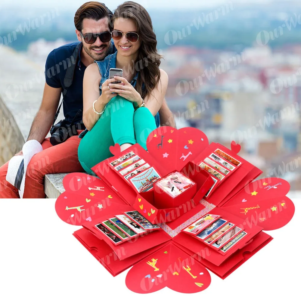 Фотоальбом сделай сам с надписью Surprise Love Explosion для Дня Святого Валентина красная
