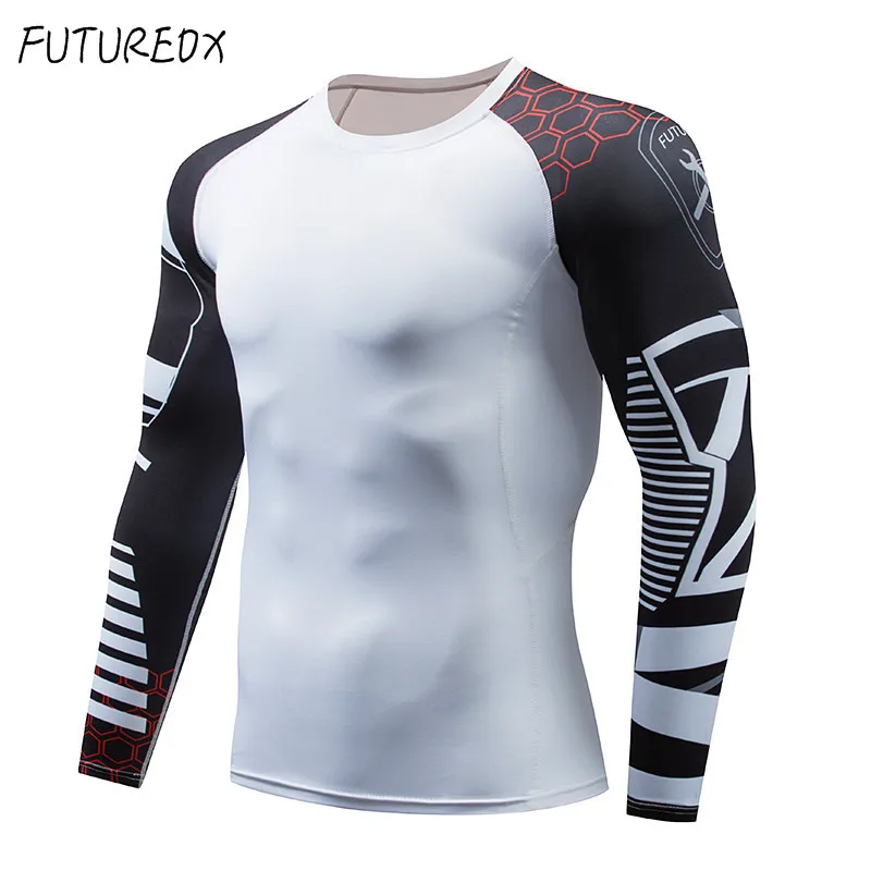 Мужская спортивная футболка с длинным рукавом для бега фитнеса ММА бодибилдинга