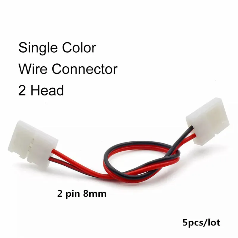 Разъем светодиодной ленты 8 мм 10 мм 2 Pin 4 Pin 3528 5050 провод RGB один цвет Solderless СВЕТОДИОДНЫЙ печатной платы провода коннекторы для сварки - Цвет: 2pin 8mm 2head Wire